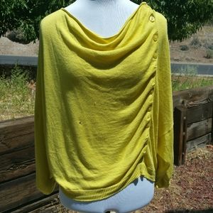 Draped yellow Evolution by Cyrus wrap cardigan *